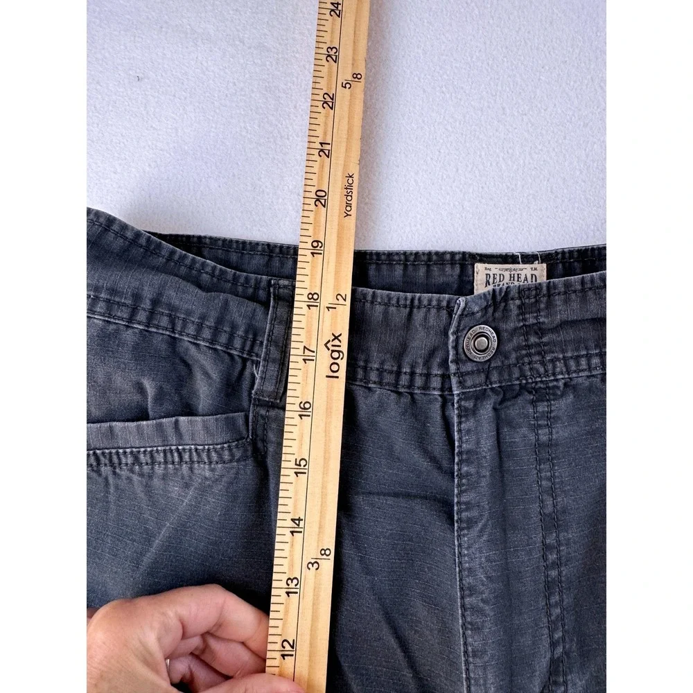 RedHead Brand Co 36 Gray Ripstop Cargo Utility Shorts Outdoor Hiking Y2K